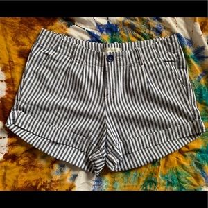 ALYTHEA boutique navy and cream striped high waist shorts